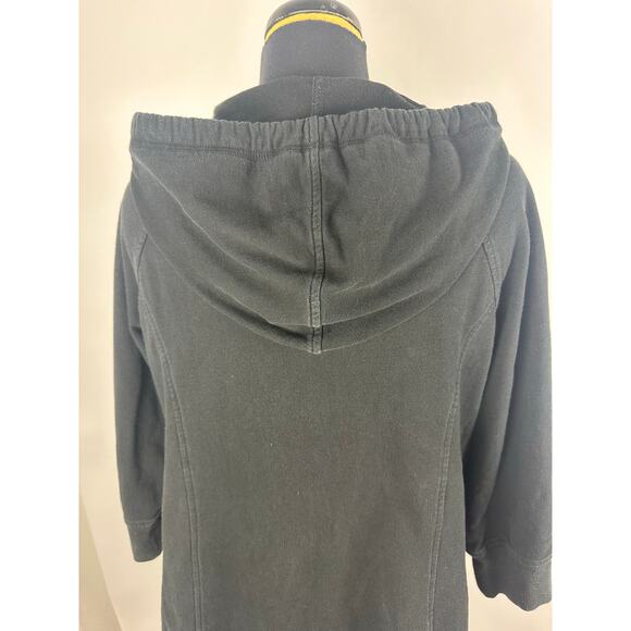 Norma Kamali Size Large Black Hooded Sweatshirt Mini Dress Zip Stylish Trendy - Picture 6 of 11